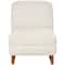 White Boucle Accent Chair with Brown Wooden Legs